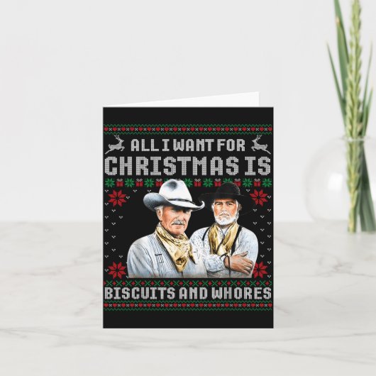 Western Biscuits And S Christmas Quote Retro  Kaart (Voorkant)
