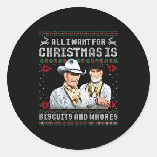 Western Biscuits And S Christmas Quote Retro  Ronde Sticker (Voorkant)