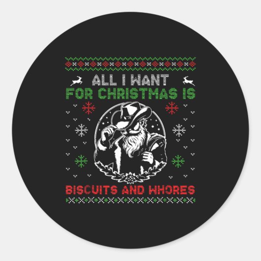 Western Biscuits And S Christmas Quote  Ronde Sticker (Voorkant)