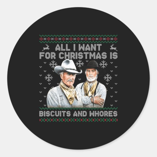 Western Biscuits And S Christmas Quote  Ronde Sticker (Voorkant)