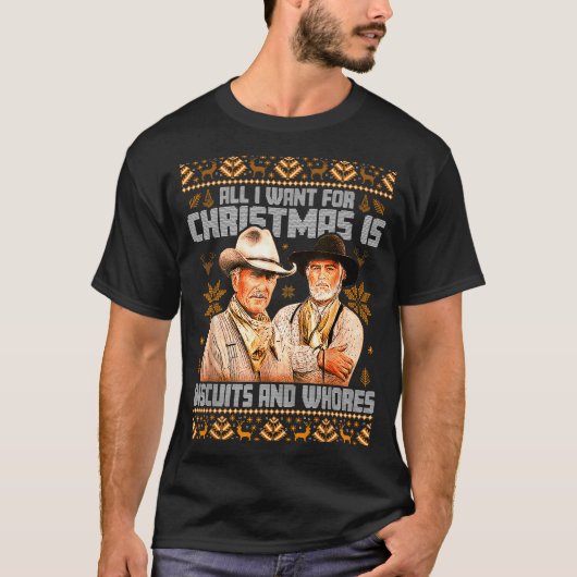 Western Biscuits And S Christmas Ugly  T-shirt (Voorkant)