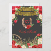 Western Black en Red Rose Mis Quince Invitation Kaart (Achterkant)