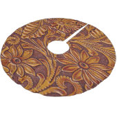 Western bladleder met aderafdruk, gedrukt op bruin kerstboom rok (Gekanteld)