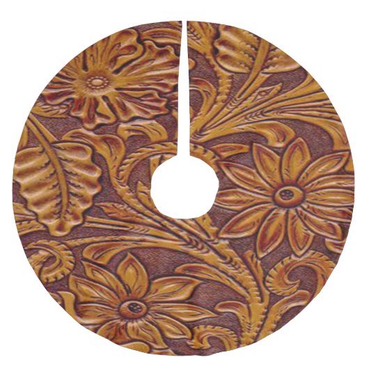 Western bladleder met aderafdruk, gedrukt op bruin kerstboom rok (Voorkant)