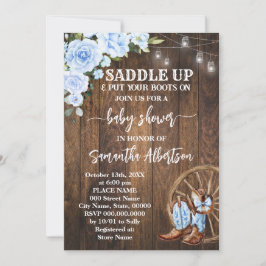 Western Blauw Baby shower Landlaarzen Kaart