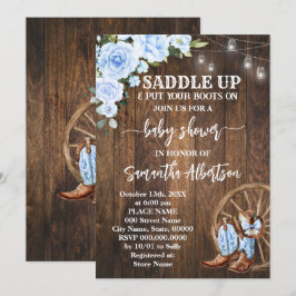Western Blauw Baby shower Landlaarzen Kaart