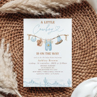 Western Blauw Bruin Clothesline Cowboy Baby shower