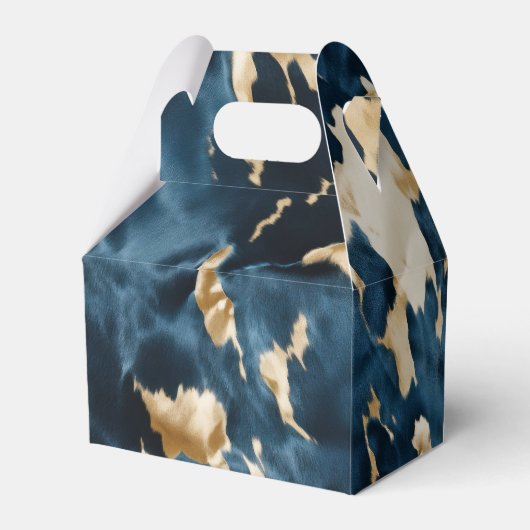 Western Blauw Bruin Goud Koeienhuid Bedankdoosjes (Achterkant)