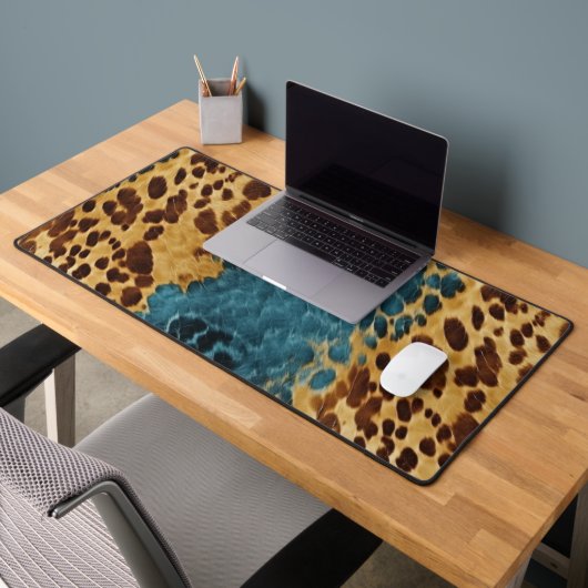 Western Blauw Bruin Goud Koeienhuid Bureaumat (Kantoor 2)