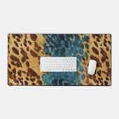 Western Blauw Bruin Goud Koeienhuid Bureaumat (Keyboard & Muis)