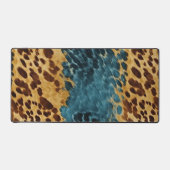 Western Blauw Bruin Goud Koeienhuid Bureaumat (Voorkant)