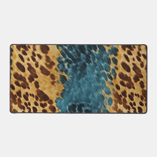 Western Blauw Bruin Goud Koeienhuid Bureaumat (Voorkant)