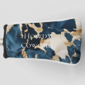 Western Blauw Bruin Goud Koeienhuid Golfheadcover (Voorkant)