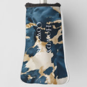 Western Blauw Bruin Goud Koeienhuid Golfheadcover (Draai 90)