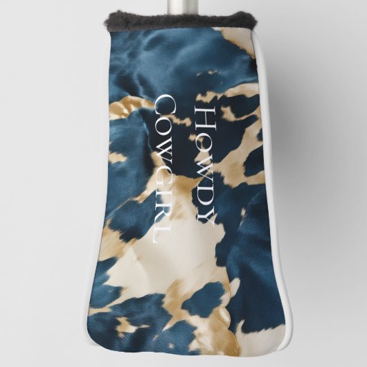 Western Blauw Bruin Goud Koeienhuid Golfheadcover (Draai 90)