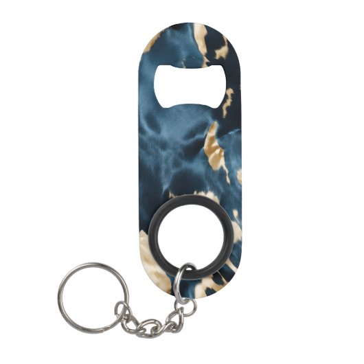 Western Blauw Bruin Goud Koeienhuid Mini Flessenopener (Voorkant)