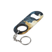 Western Blauw Bruin Goud Koeienhuid Mini Flessenopener (Achterkant Gekanteld)