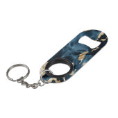 Western Blauw Bruin Goud Koeienhuid Mini Flessenopener (Voorkant Gekanteld)