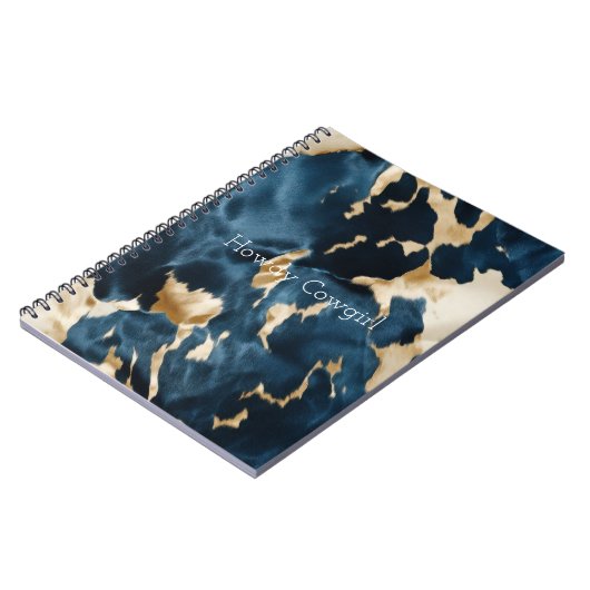 Western Blauw Bruin Goud Koeienhuid Notitieboek (Linkerzijde)