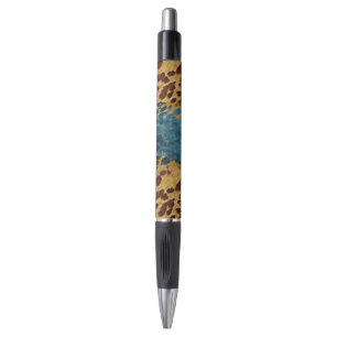 Western Blauw Bruin Goud Koeienhuid Pen