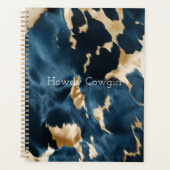 Western Blauw Bruin Goud Koeienhuid Planner (Voorkant)