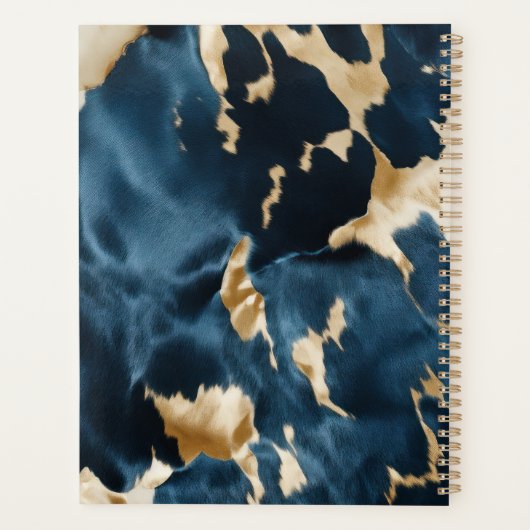 Western Blauw Bruin Goud Koeienhuid Planner (Achterkant)
