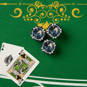 Western Blauw Bruin Goud Koeienhuid Poker Chips