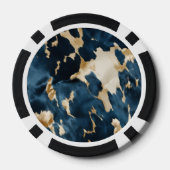 Western Blauw Bruin Goud Koeienhuid Poker Chips (Achterkant)