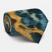 Western Blauw Bruin Goud Koeienhuid Stropdas (Opgerold)