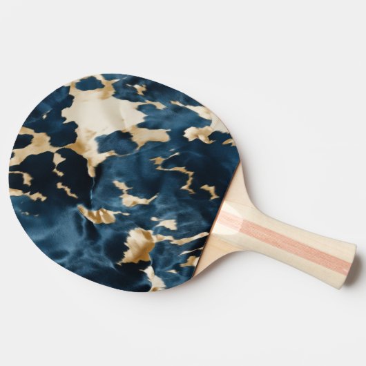 Western Blauw Bruin Goud Koeienhuid Tafeltennisbatje (Zijkant)