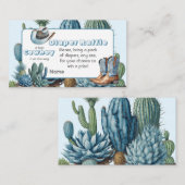 Western Blauw Cowboy Rodeo Baby shower Luier Spel Informatiekaartje (Voorkant / Achterkant)
