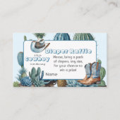 Western Blauw Cowboy Rodeo Baby shower Luier Spel Informatiekaartje (Voorkant)