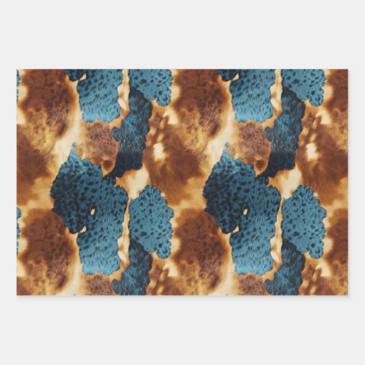 Western Blauw Goud Koeienhuid Inpakpapier Vel (Voorkant 3)