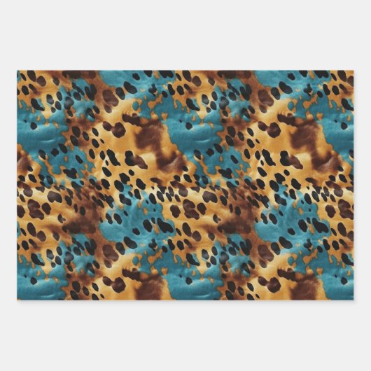 Western Blauw Goud Koeienhuid Inpakpapier Vel (Voorkant 2)