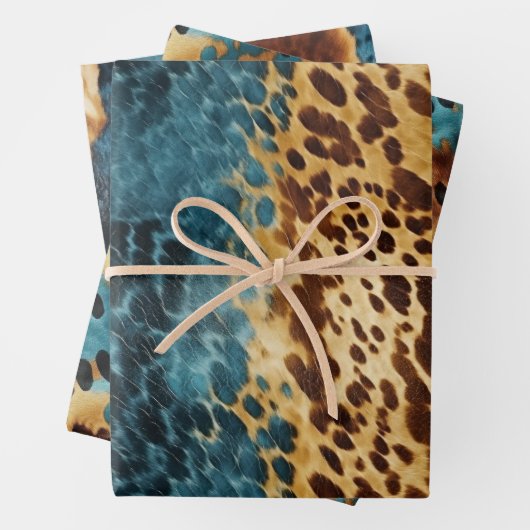 Western Blauw Goud Koeienhuid Inpakpapier Vel (In situ)