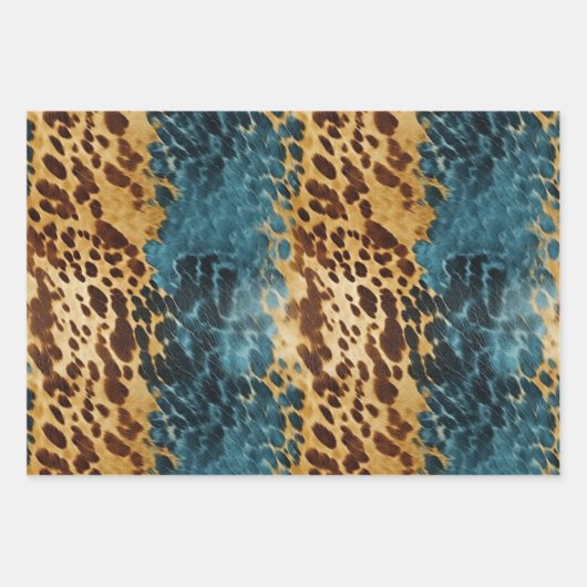 Western Blauw Goud Koeienhuid Inpakpapier Vel (Voorkant)