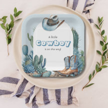 Western Blauw Klein Cowboy Rodeo Boy Baby shower