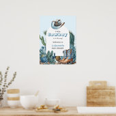 Western Blauw Klein Cowboy Rodeo Boy Baby shower Poster (Keuken)