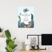 Western Blauw Klein Cowboy Rodeo Boy Baby shower Poster (Thuiskantoor)