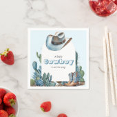 Western Blauw Klein Cowboy Rodeo Boy Baby shower Servet (Insitu)