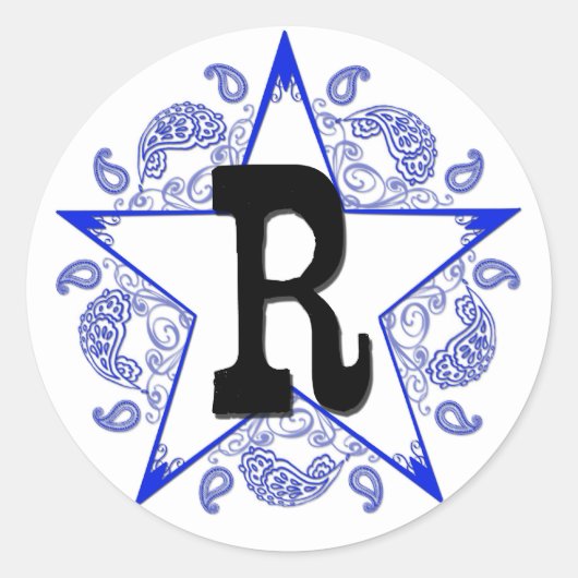 Western blauw R-monogram sticker (Voorkant)