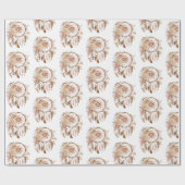 Western Blauw Roze Bloemen Droomvanger Verjaardag Cadeaupapier (Vlak)