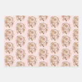 Western Blauw Roze Bloemen Droomvanger Verjaardag Inpakpapier Vel (Voorkant 3)