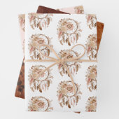 Western Blauw Roze Bloemen Droomvanger Verjaardag Inpakpapier Vel (In situ)