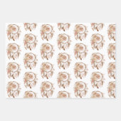 Western Blauw Roze Bloemen Droomvanger Verjaardag Inpakpapier Vel (Voorkant)