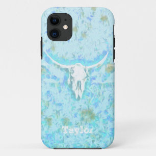 Western Blauwgroen blauw bloemmeisje Case-Mate iPhone Case