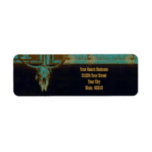 Western Blauwgroen bruin goud Roestend  Bull Skull