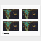 Western Blauwgroen bruin goud Roestend  Bull Skull Rechthoekige Sticker (Vel)