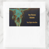 Western Blauwgroen bruin goud Roestend  Bull Skull Rechthoekige Sticker (Tas)