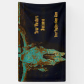 Western Blauwgroen bruin goud Roestend Bull Skull Spandoek (Verticaal)